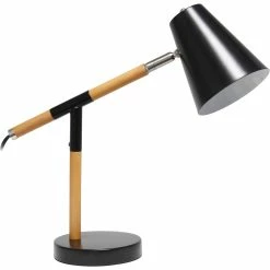 Best deal π€© Simple Designs Black Matte And Wooden Pivot 15.5 In. Desk Lamp β€οΈ