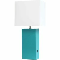 Buy π Elegant Designs Modern Leather 21 In. Table Lamp With USB π―