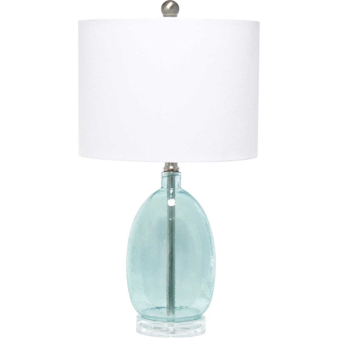 Deals 🔔 Lalia Home Oval Glass 22 In. Table Lamp With White Drum Shade, Clear Blue 💯 1 Deals 🔔 Lalia Home Oval Glass 22 In. Table Lamp With White Drum Shade, Clear Blue 💯