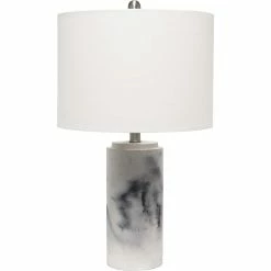 Best Sale ⭐ Lalia Home Marbleized 24.25 In. Table Lamp With White Fabric Shade, White 🔔