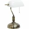 Best Pirce 🌟 Simple Designs Executive Banker's Desk Lamp With Glass Shade 🔥