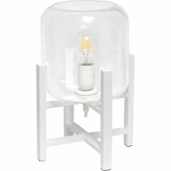 Outlet 🎁 Simple Designs 13.375 In. Wood Mounted Table Lamp With Glass Cylinder Shade 👍