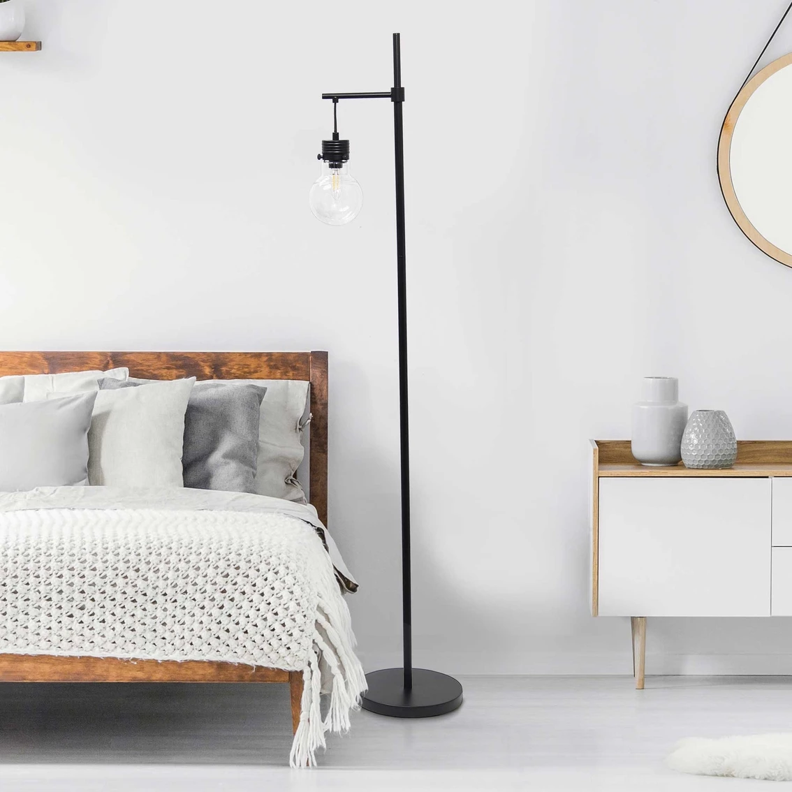 Best Pirce 🎉 Lalia Home Black Matte 1 Light Beacon Floor Lamp With Clear Glass Shade 🌟 - Image 8