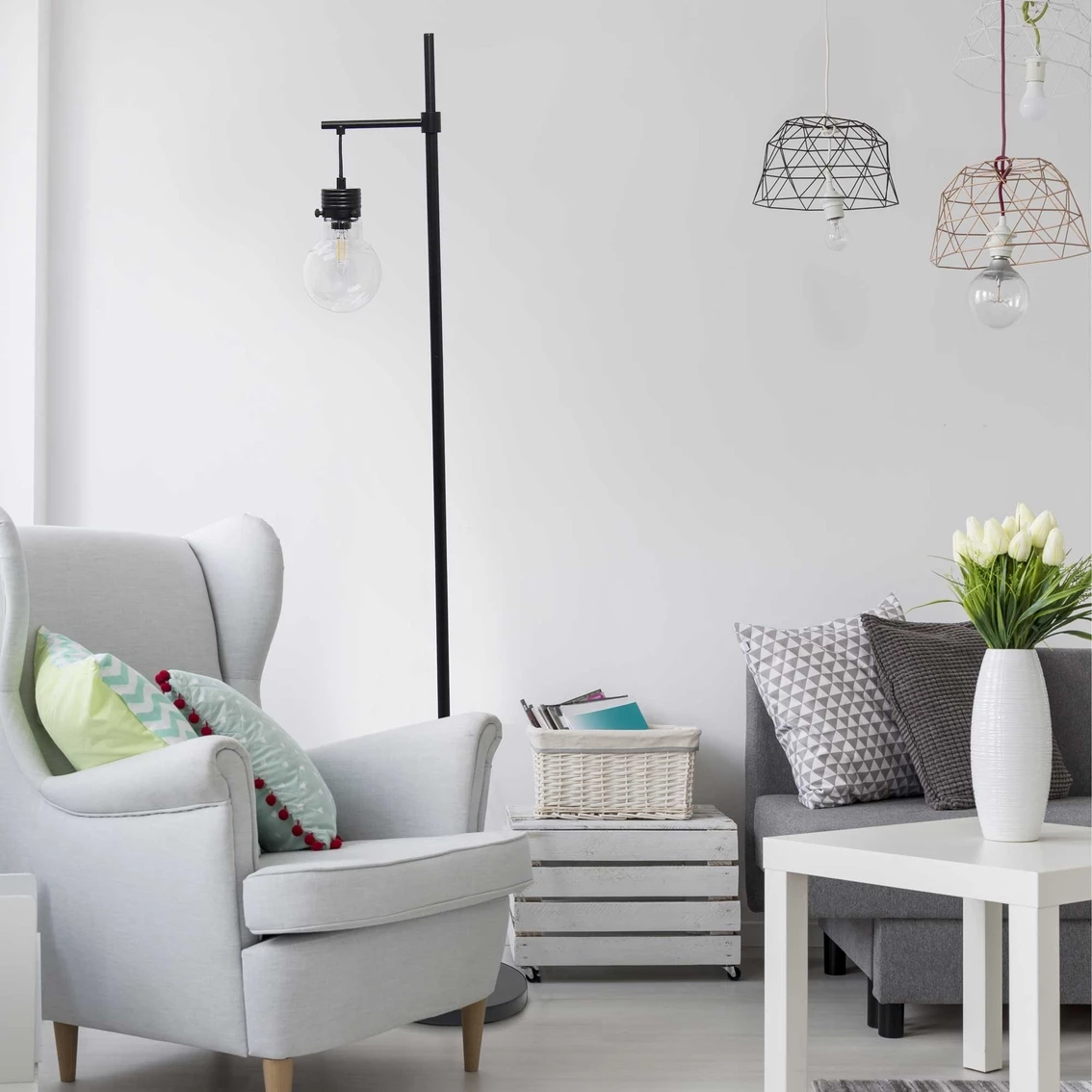 Best Pirce 🎉 Lalia Home Black Matte 1 Light Beacon Floor Lamp With Clear Glass Shade 🌟 - Image 9