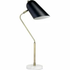 Outlet 🎁 Lalia Home Asymmetrical Marble And Metal Desk Lamp With Black Sloped Shade ❤️