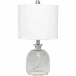 Best deal π Lalia Home Clear π¨ Hammered Glass Jar 20 In. Table Lamp With Linen Shade π