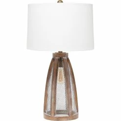 Flash Sale 🥰 Lalia Home Wooded Arch Farmhouse 29.5 In. Table Lamp With White Fabric Shade 🛒