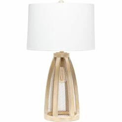 Alternative view of Flash Sale 🥰 Lalia Home Wooded Arch Farmhouse 29.5 In. Table Lamp With White Fabric Shade 🛒