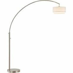 Alternative view of Deals 💯 Artiva USA Elena II 81 In. LED Arched Floor Lamp With Double Shade And Dimmer ✔️