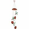 Outlet 🤩 Evergreen Hummingbird And Red Flower 26 In. Color Changing Solar Mobile 👏