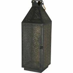 Best Sale 🛒 Exhart Black Metal Filigree 22 In. Lantern With LED Lights 👍