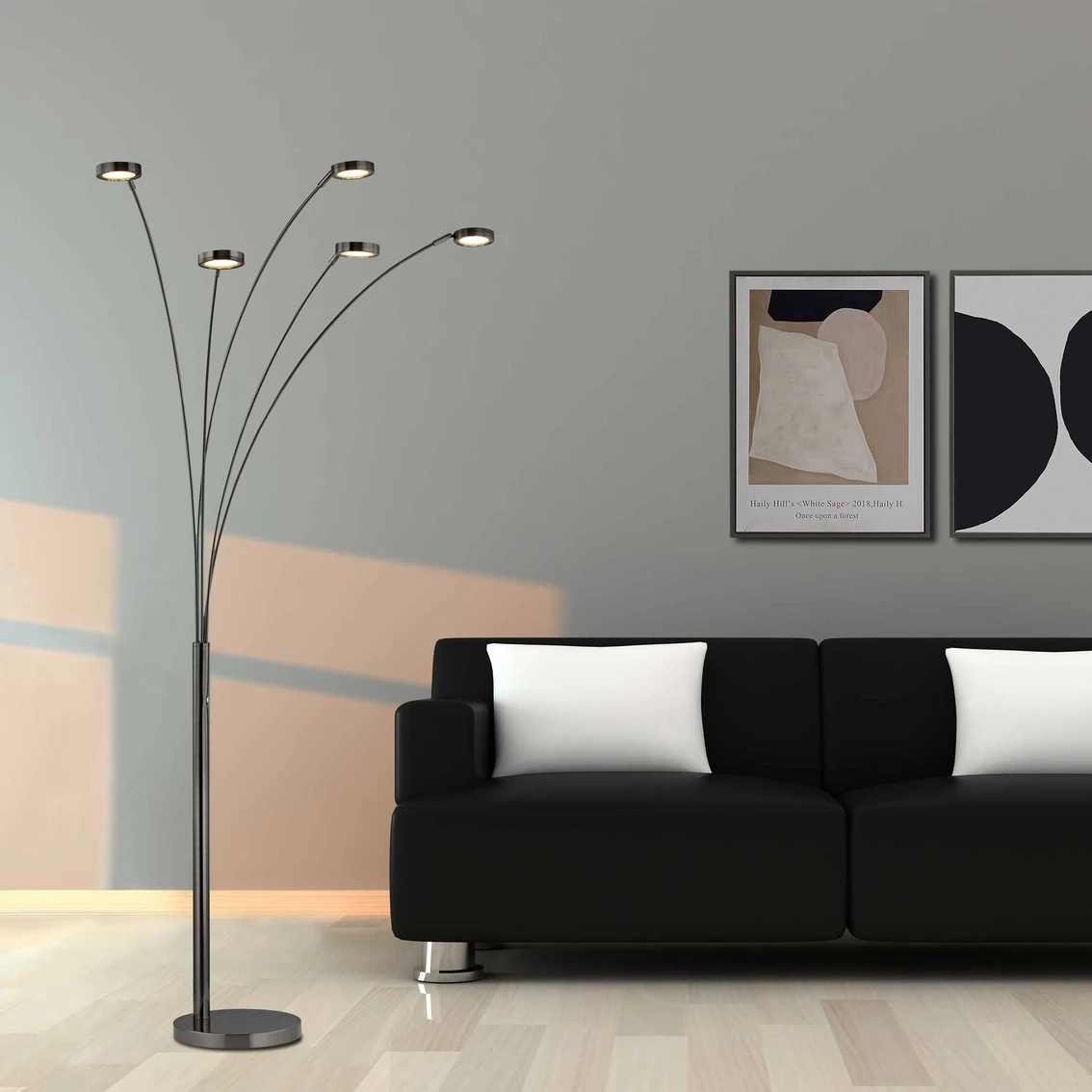 Wholesale ๐ Artiva USA Etherium 73 In. Black Satin Nickel 30 Watt LED 5 Arched Floor Lamp ๐งจ - Image 3