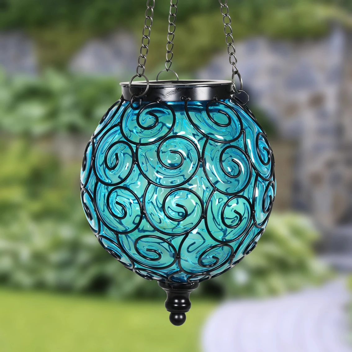 Best deal 😀 Exhart Solar Hanging Glass Lantern 👍 - Image 3