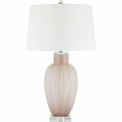 Best Sale 😍 Pacific Coast Ashbury Blush Glass With Crystal Base Table Lamp 🧨