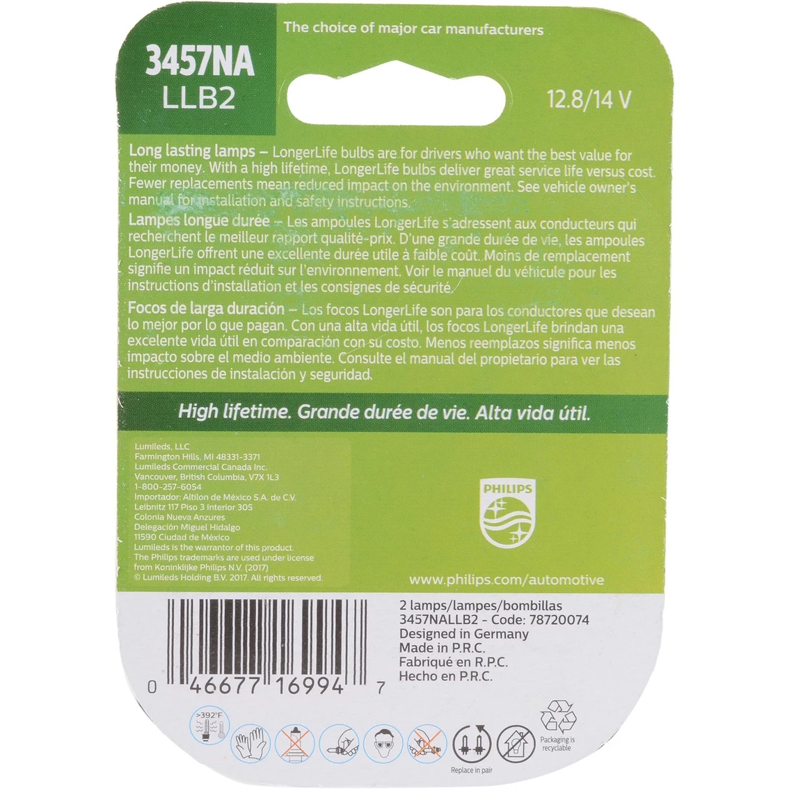 New βοΈ Philips Longer Life Mini Bulb Amber 3457NALLB2 2 Pk. π - Image 2