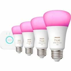 New β Philips Hue White And Color Ambiance A19 Bluetooth 75W Smart LED Starter Kit π§¨