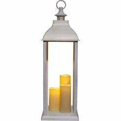 Buy ✔️ Alpine Outdoor Solar Powered 28 In. Lantern With LED Lights, White ✔️