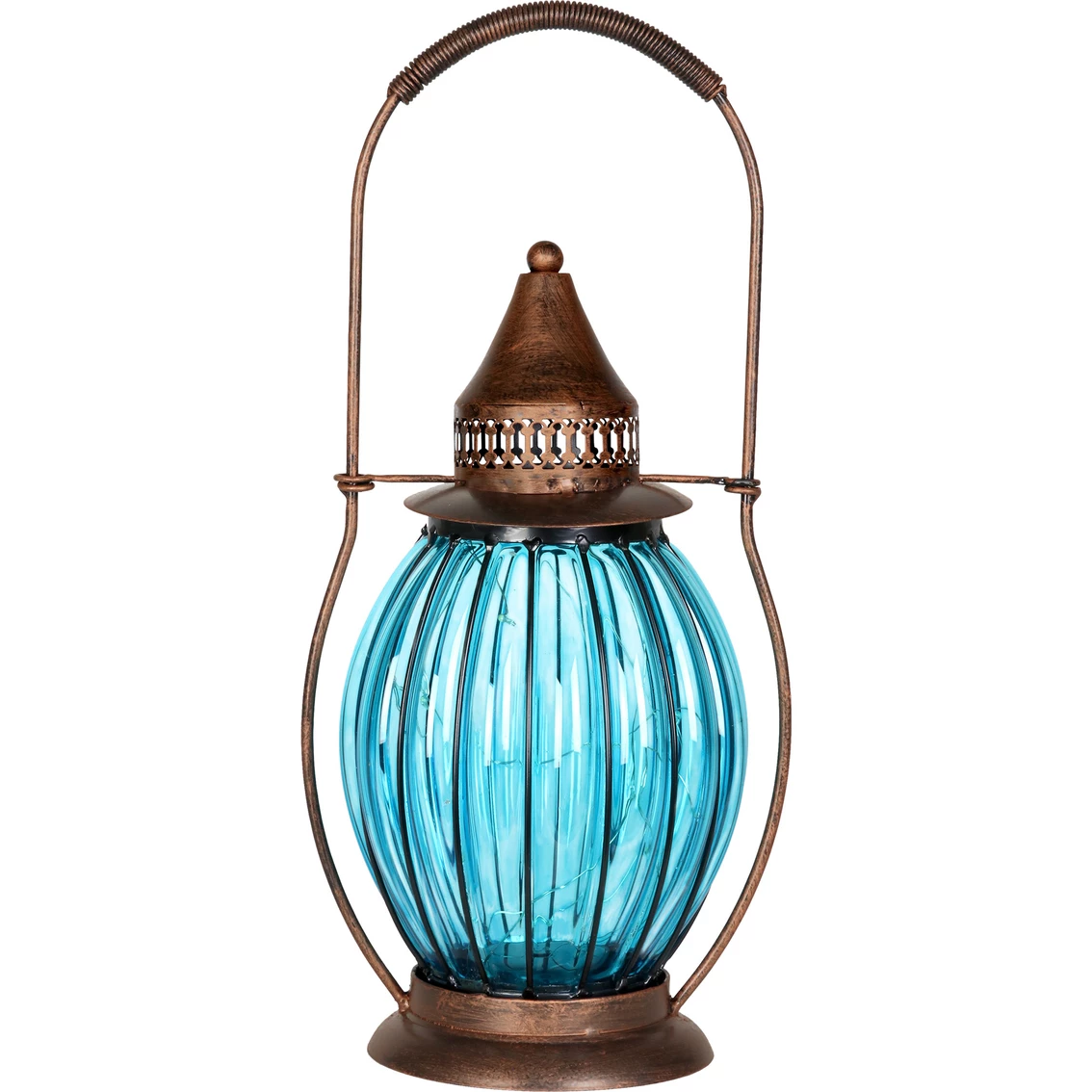 Best Pirce ๐คฉ Exhart Solar Antique Metal And Sea Blue Glass 7 X 14 In. Accent Lantern โ๏ธ