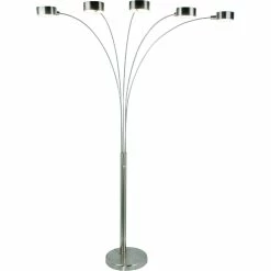 Hot Sale 🥰 Artiva USA Micah 88 In. Modern 5 Arch Brushed Steel Floor Lamp With Dimmer 😉