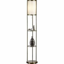 Cheapest 🔔 Artiva USA Exeter Floor Lamp With Glass Shelf, Antique Brass 😉