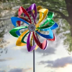 Flash Sale 😍 Evergreen 75 In. LED Solar Flower Wind Spinner ⭐