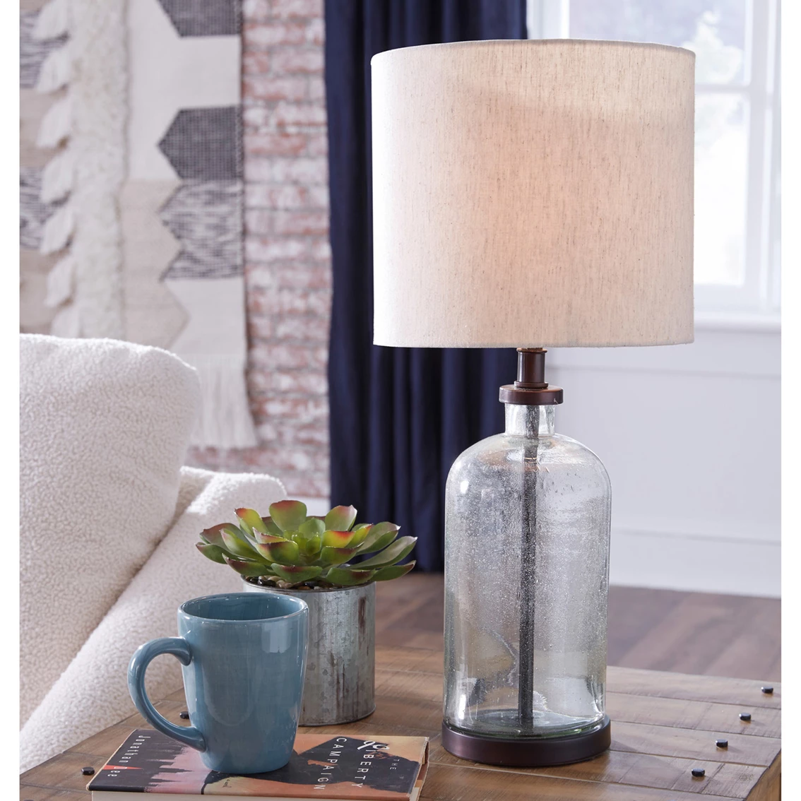 Brand new 🛒 Signature Design By Ashley Bandile 22.5 In. Glass Table Lamp 👏 2 Brand new 🛒 Signature Design By Ashley Bandile 22.5 In. Glass Table Lamp 👏 - Image 2