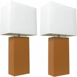 Cheapest π Elegant Designs Modern Leather 21 In. Table Lamps, Set Of 2 π