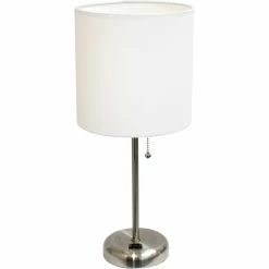 Alternative view of Cheap 🌟 LimeLights 19.5 In. Stick Lamp With Charging Outlet And Fabric Shade ✨